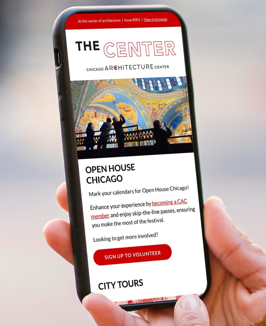 A screenshot of an example newsletter on a smart phone