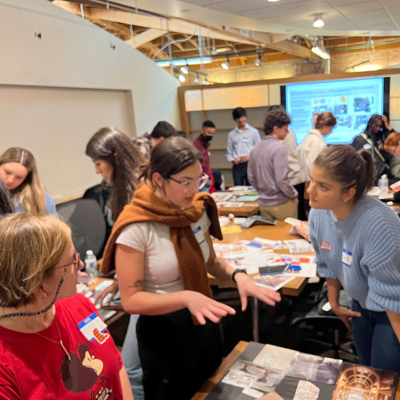 Teenagers focusing on a discussion