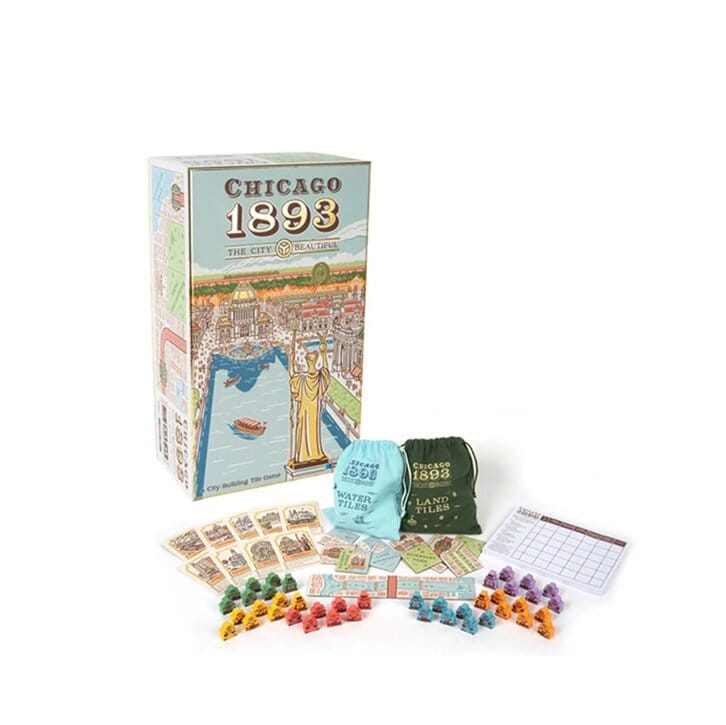 Product image of a board game and contents within