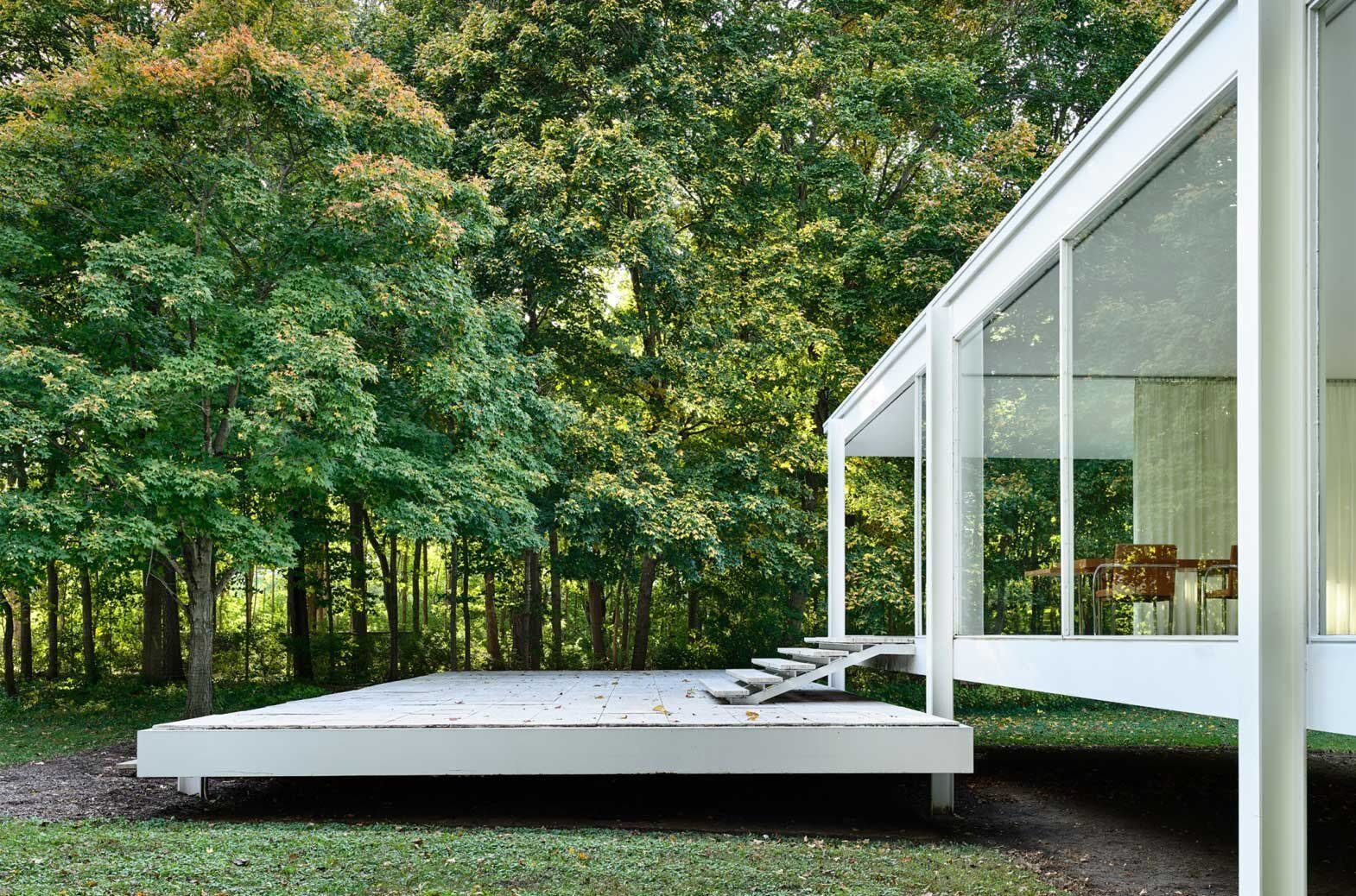 Beautiful modern house with clear angles in the midst of a green nature background