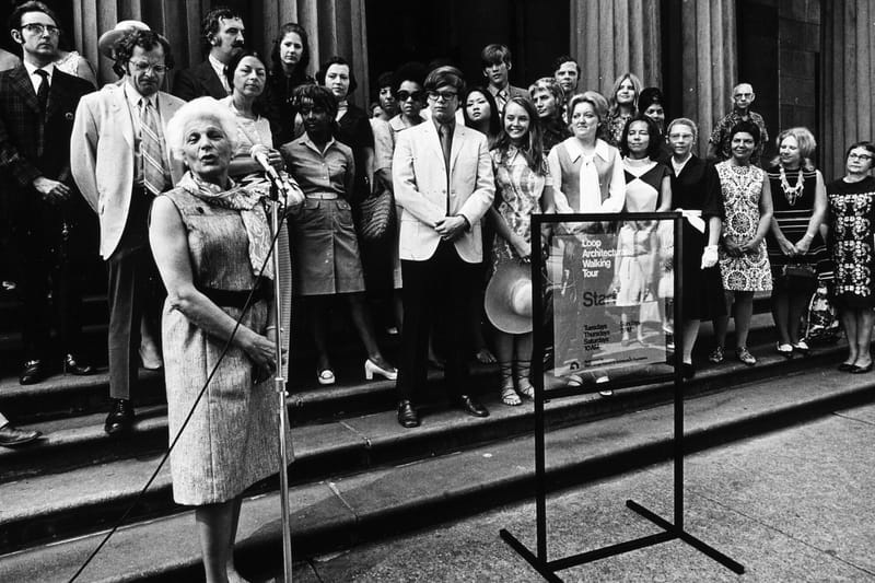Board of Trustees Chair Marian Despres introduces the first docent class at their graduation in 1971. Photo from the CAC archives.