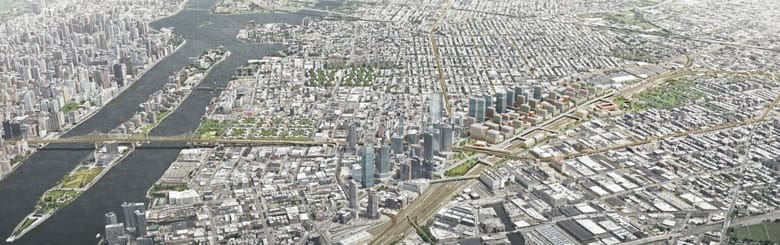 Aerial image of a city.