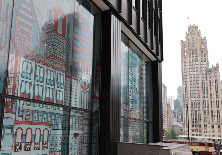 side view of the mural