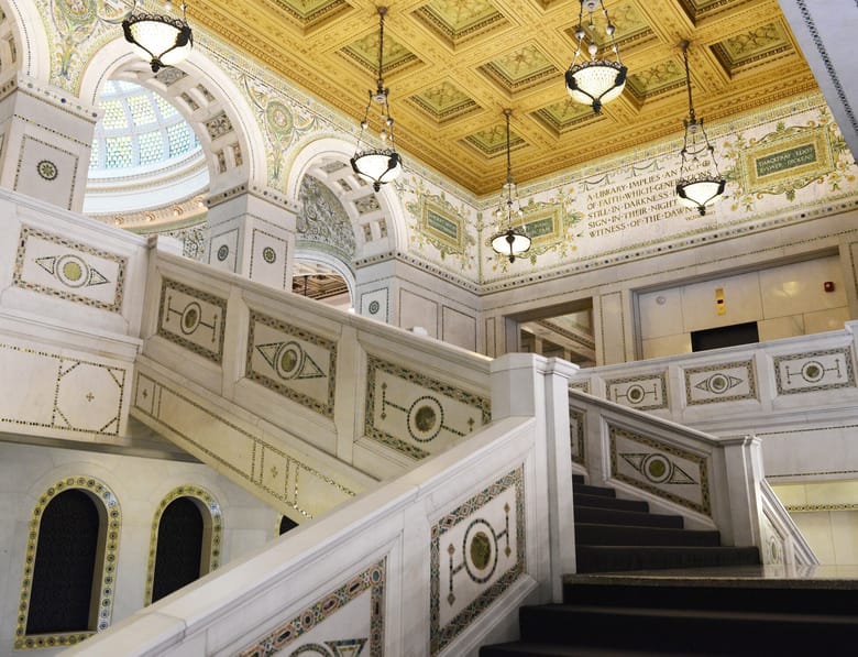 Grand staircase made of marble.