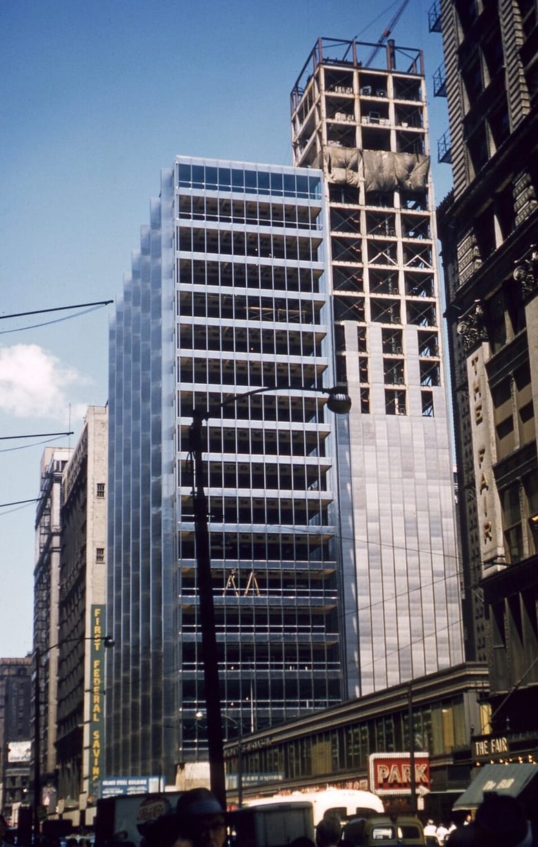 Inland Steel Building under construction, 1957 (Raymond L. Moldenhauer Collection)