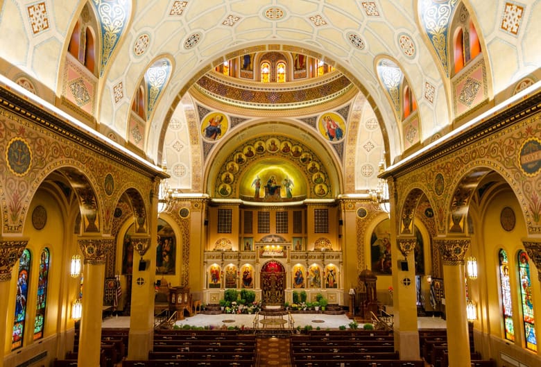 Detailed interior of a church.