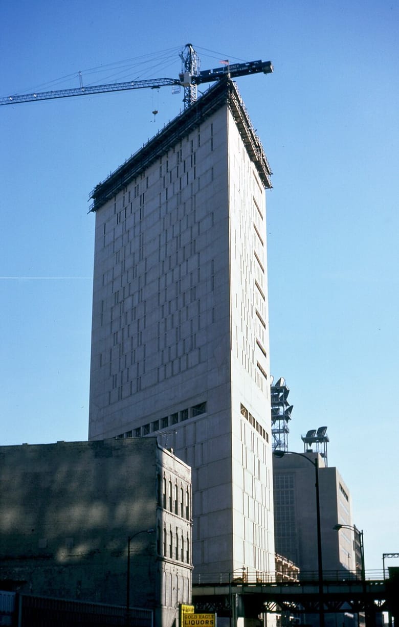 Metropolitan Correctional Center under construction, 1973 (Raymond L. Moldenhauer Collection)