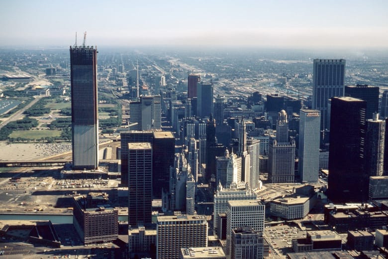 Aon Center (formerly the Standard Oil Building) under construction, 1972 (Raymond L. Moldenhauer Collection)