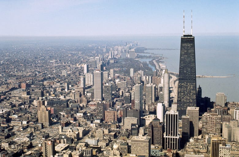 875 N. Michigan Ave (formerly John Hancock Center), 1973 (Raymond L. Moldenhauer Collection)