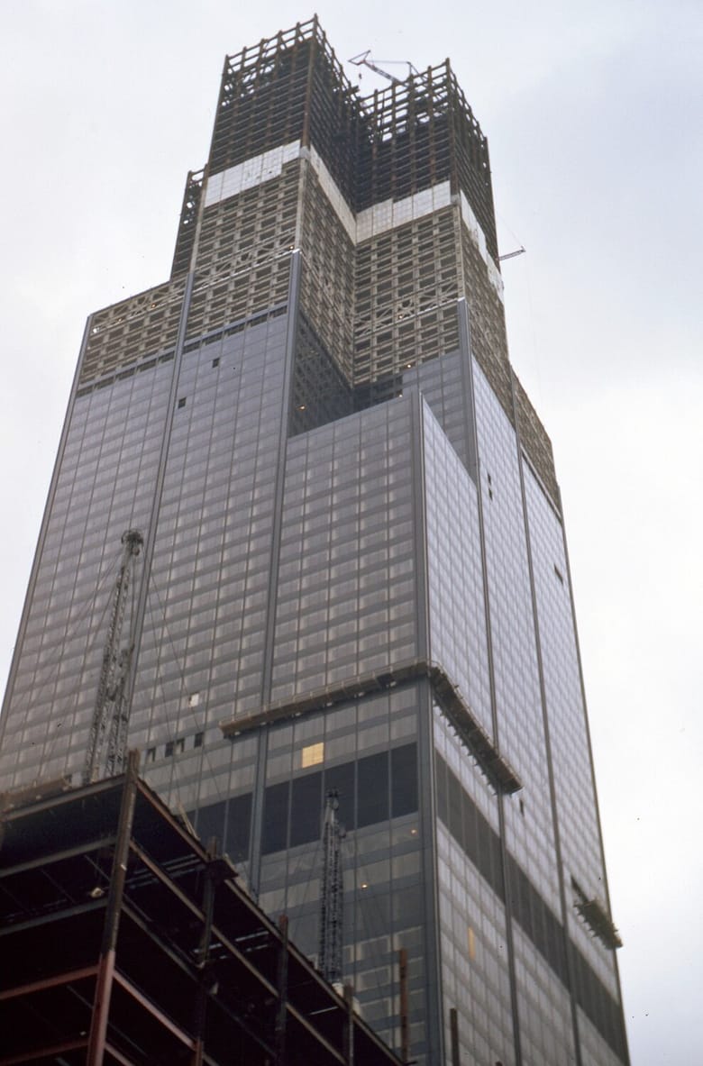Willis Tower (formerly Sears Tower) under construction, 1973 (Raymond L. Moldenhauer Collection)
