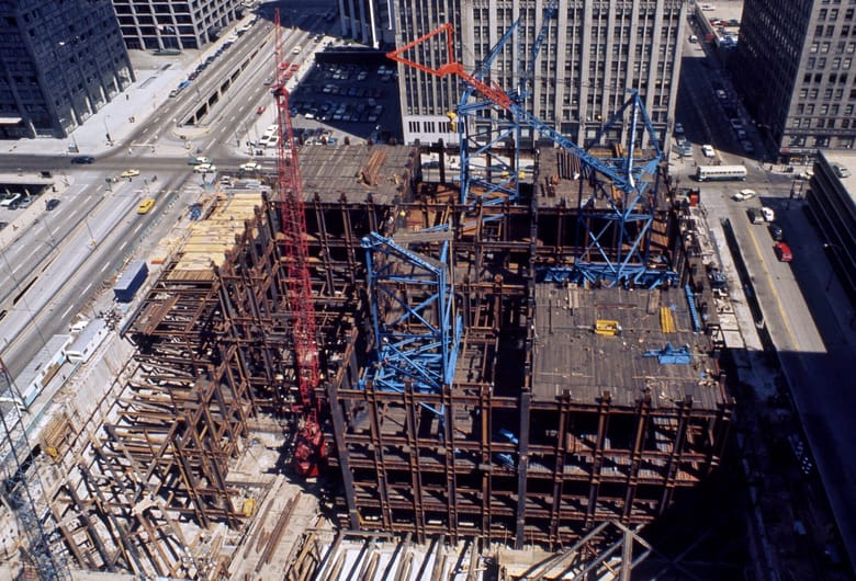 Willis Tower (then Sears Tower) under construction, 1971 (Raymond L. Moldenhauer Collection)